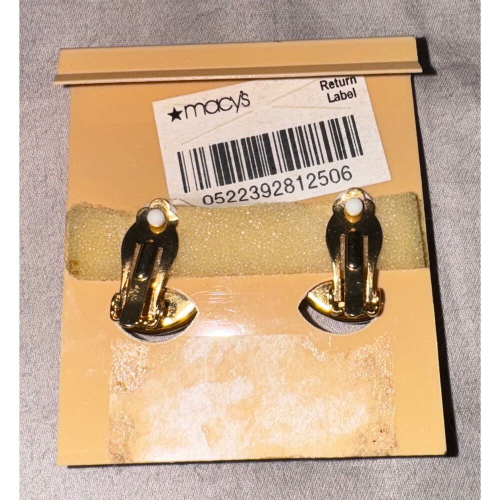 Lauren Ralph Lauren Two Tone Sphere Huggie Earrings, .75" Diameter Clip On NEW - Picture 3 of 3